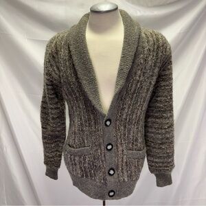 Vintage Tundra Men’s Large Grandpa Knit Pure Wool Cardigan Sweater Canadian Made